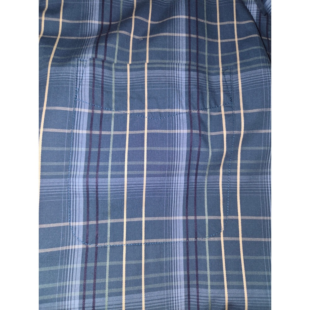 Haggar‎ ForeverNew Mens XL Blue Plaid Button Down Shirt Wrinkle Resistant Cotton - Picture 6 of 7